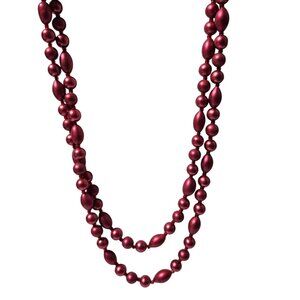 Vintage Red Bead Necklace Single or Double Strand Retro Fashion Jewelry Women